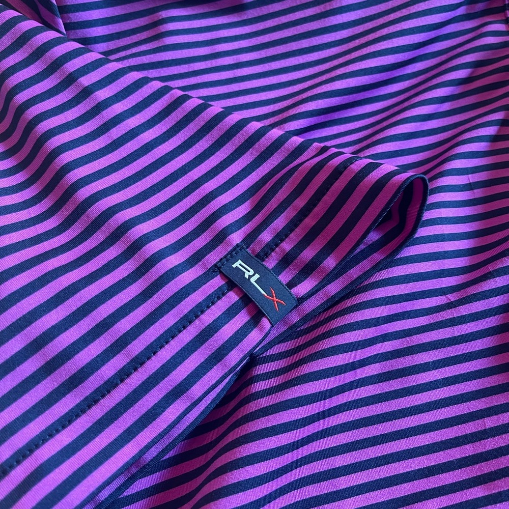 RLX Ralph Lauren X Series Golf Polo Pink Blue Striped Performance Shirt Men’s M - Picture 8 of 16